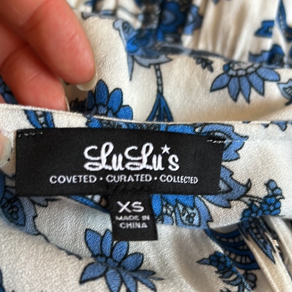 Lulus personal flair ivory and blue floral print romper - Picture 10 of 10